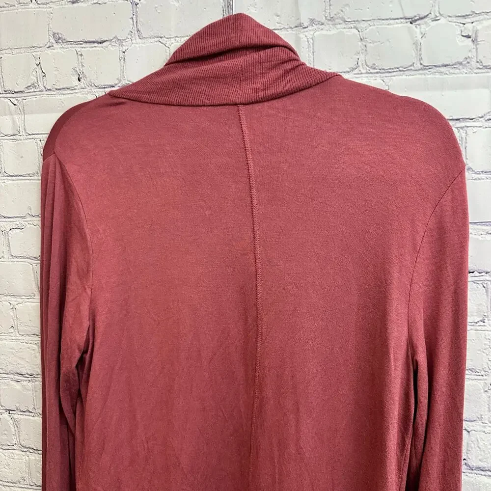 Athleta Pranayama Restore Wrap Open Cardigan Rose Pink Small Pockets Fall Cozy